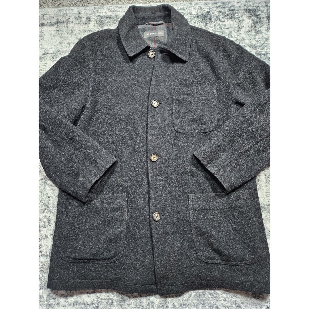 Hart Schaffner Marx Men's Gray Wool Blend Coat Overcoat SZ Medium Made In Italy